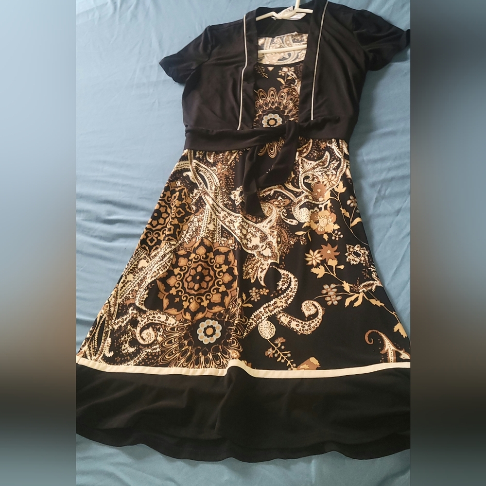 Black and Brown Paisley Dress